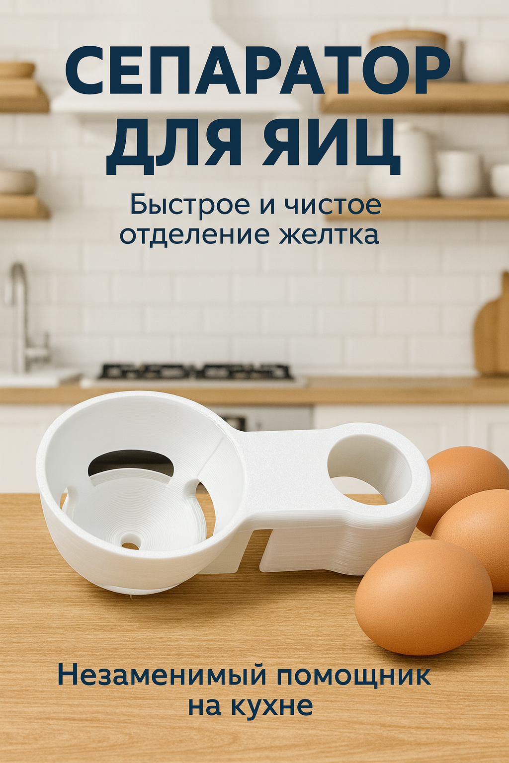 Сепаратор для яиц (для отделения желтка) , белый, компактный