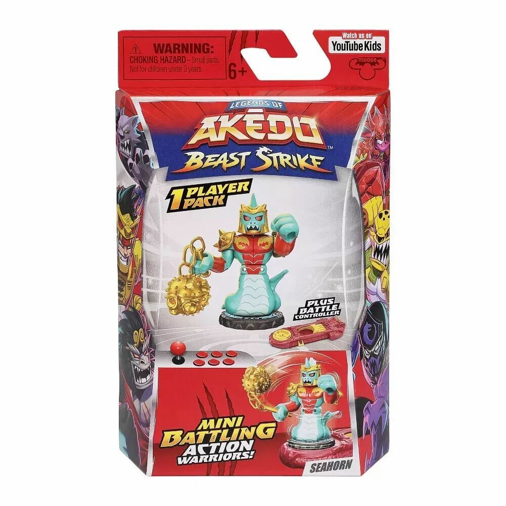 Фигурка Legends of Akedo Beast Strike Seahorn, набор 1 Player Pack с боевым контроллером, для детей от 6 лет