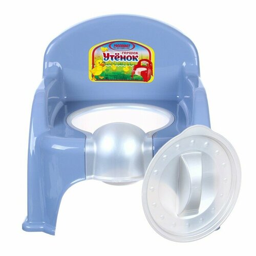 Горшок детский Утенок с крышкой голубовато-серый белый 310х295х280мм 1302₽