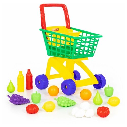 фото Тележка для маркета + набор продуктов №6 (19 элементов) полесье