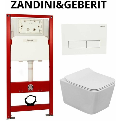 Комплект инсталляция Zandini+система смыва Geberit+унитаз подвесной Zandini Trento Z19-66