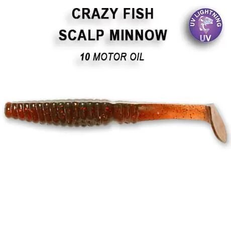 Силиконовая приманка мягкая съедобная Crazy Fish Scalp Minnow 3.2" 80 мм 7-8-10-4 5 шт.