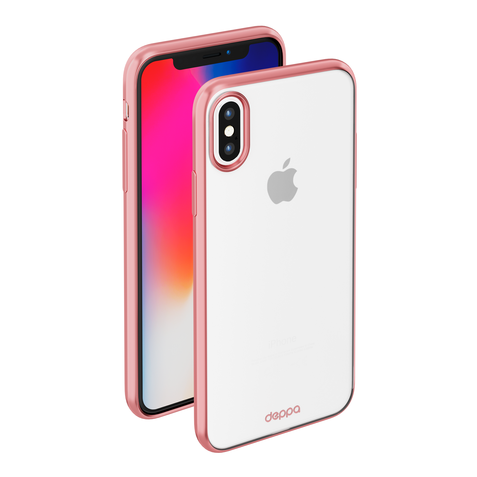 Чехол-накладка Deppa Gel Case iPhone X розовый-золотой