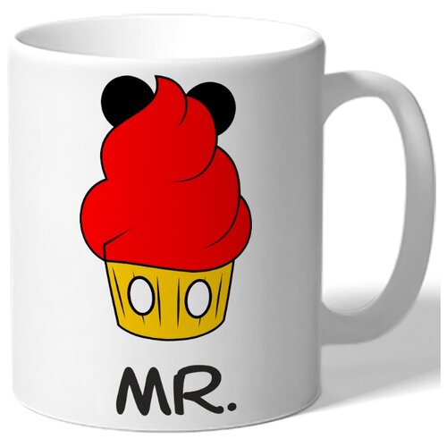 фото Кружка белая парная в подарок влюбленным mr. - кексик с ушками drabs