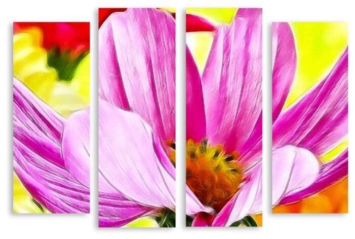 Модульная картина на холсте "Розовый цветок" 90x64 см