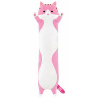 Плюшевая игрушка Кот-Батон розовый 70 см / Мягкая игрушка длинный кот