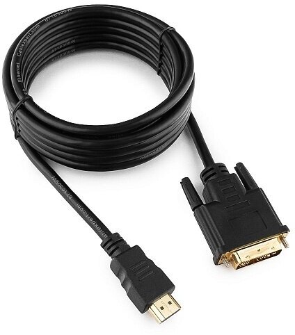 Кабель HDMI-DVI Cablexpert CC-HDMI-DVI-10, single link, 19M/19M, 3 м, позолоченный разъем, экран, черный