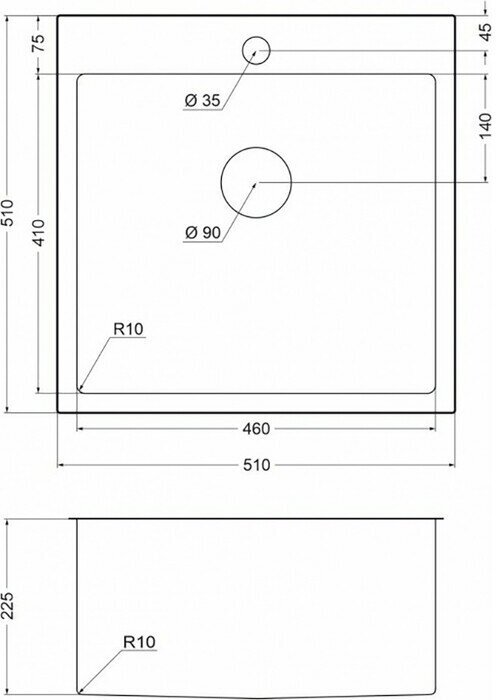 Мойка нержавеющая для кухни EMAR 510х510 EMB-116 PVD Nano Golden - фотография № 3