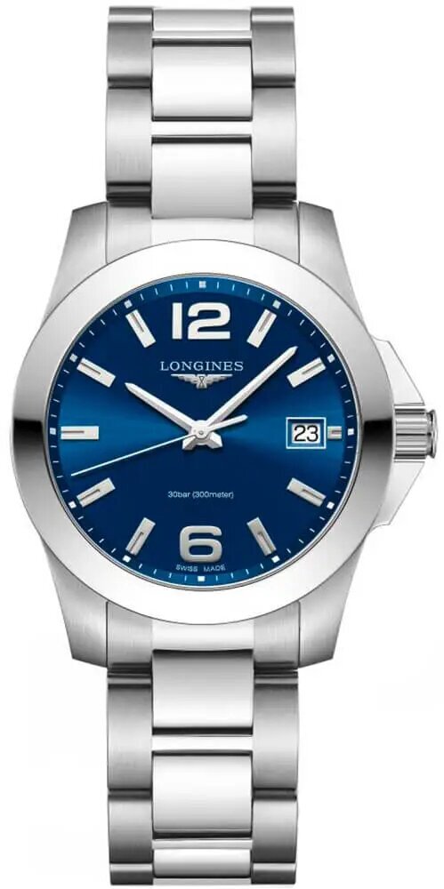 Наручные часы LONGINES Conquest, синий, серебряный