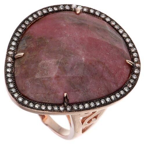 фото Element47 кольцо из серебра 925 пробы с родонитом и кубическим цирконием mr8673-07_ko_rn_001_pink, размер 17.5