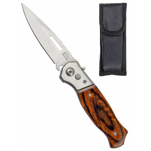 фото Нож складной автоматический pirat, деревянная рукоять, длина клинка 8,8 см