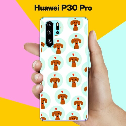 Силиконовый чехол на Huawei P30 Pro Узор из такс / для Хуавей П30 Про силиконовый чехол узор из такс на huawei p30