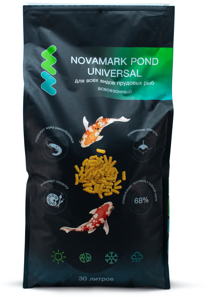 Корм для прудовых рыб Novamark Pond Universal всесезонный 30л 3,6кг