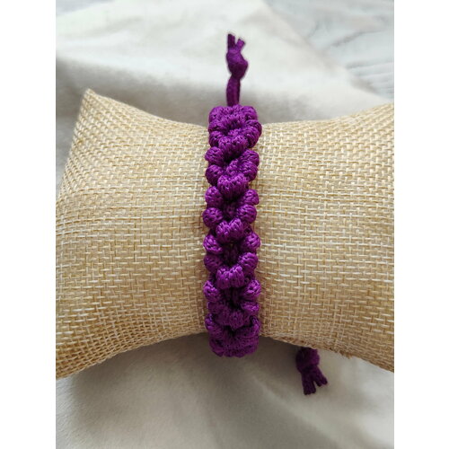 Плетеный браслет, 1 шт., размер 15.5 см, размер one size, фиолетовый