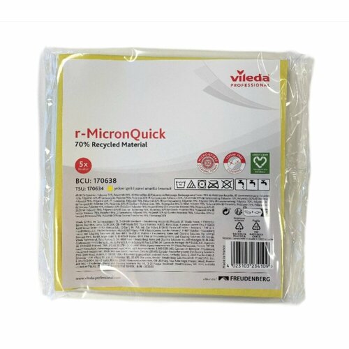 фото Салфетки для уборки, vileda professional, r-micronquick/р-микронквик 40x38 см.-5 шт