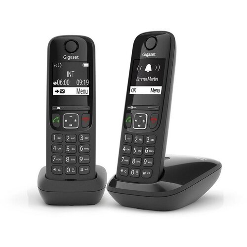 Gigaset AS690(A) DUO Р/Телефон Dect RUS черный (труб. в компл:2шт) АОН