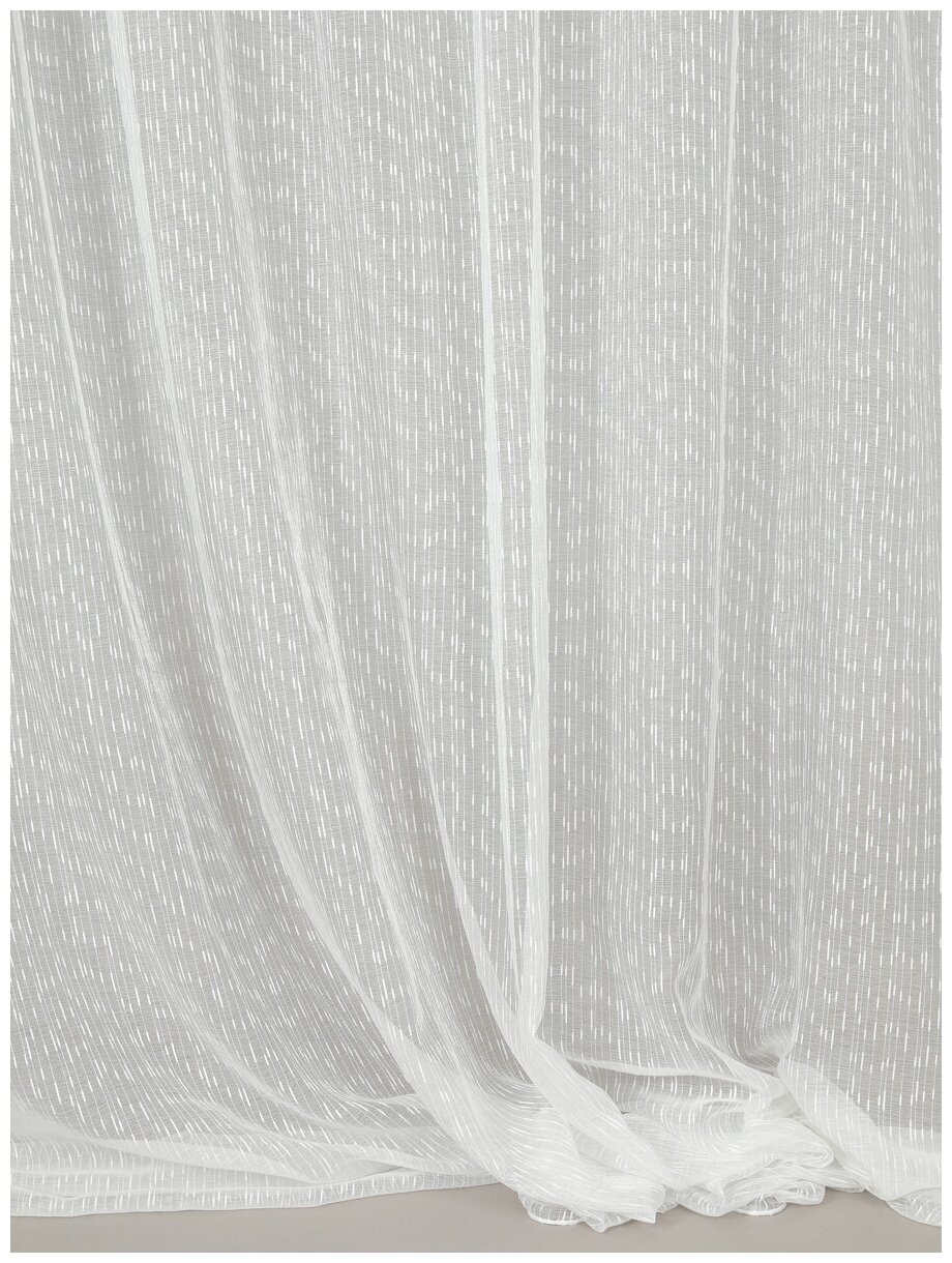 Тюль ТД Текстиль под лен рубчик ширина 300см, высота 270см, цвет молочный - фотография № 5