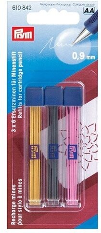 Prym запасные грифели для механического маркировочного карандаша, 18 шт. желтый/черный/розовый яркий