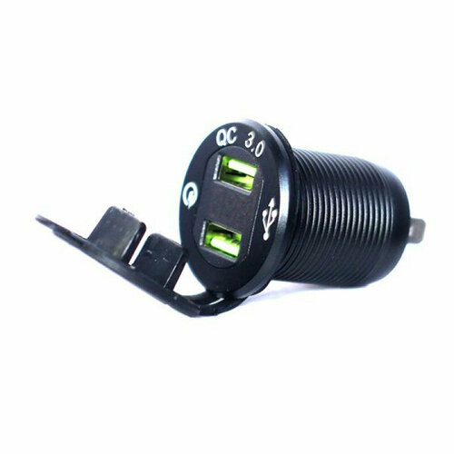 Разъем USB в авто 2USB MRM SC16 + Вольтметр (Круглый) QC3.0