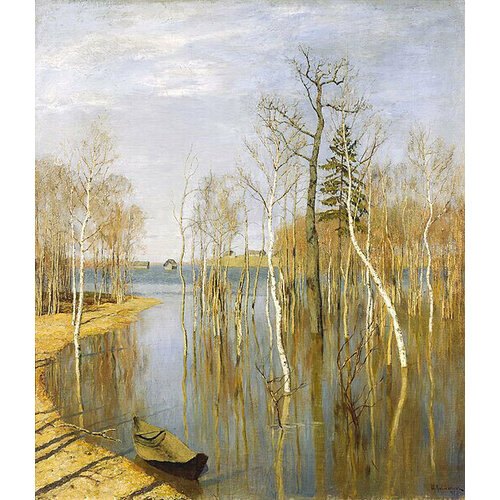 "Весна. Большая вода", Левитан Исаак Ильич, картина (репродукция) (40х47 см / на подрамнике)