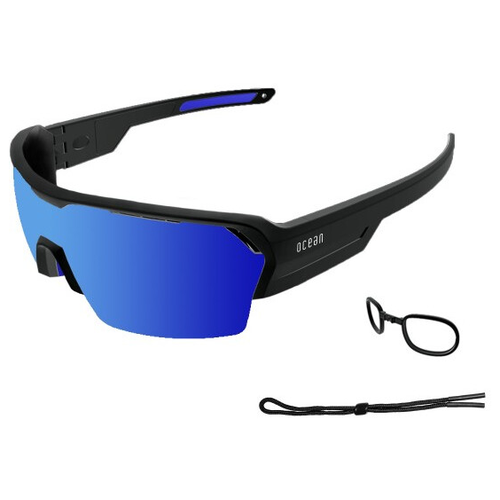 фото Спортивные очки ocean race глянцевые черные / зеркально-синие линзы
