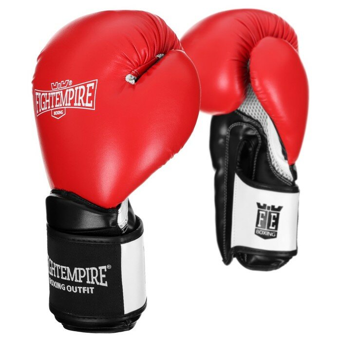 FIGHT EMPIRE Перчатки боксёрские FIGHT EMPIRE, PRO KING, красно-чёрные, размер 14 oz