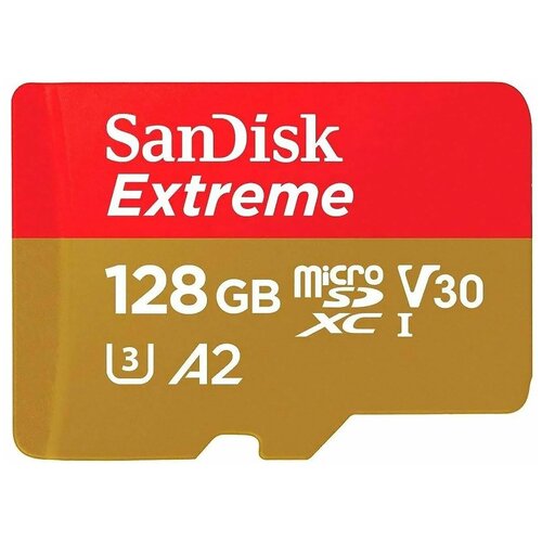 Карта памяти SanDisk Extreme microSD 128ГБ (160МБ/с, C10, UHS1, U3, A2, V30) SDSQXA1-128G-GN6MA карта памяти transcend 64gb uhs i u3 a2 microsd microsd w adapter