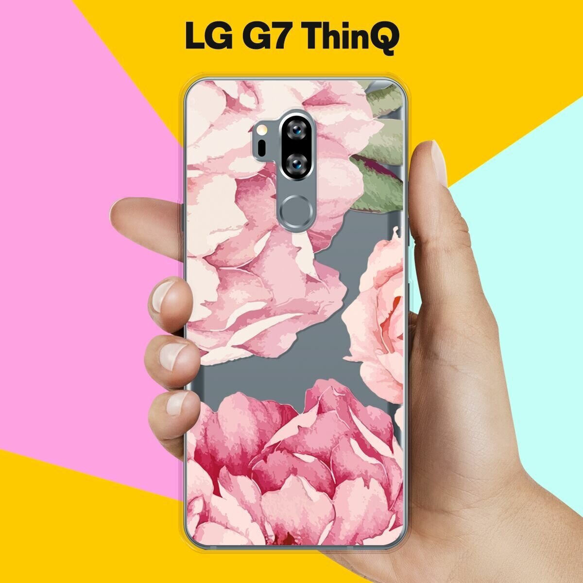 Силиконовый чехол на LG G7 ThinQ Пионы / для ЛДжи Джи 7 СинКу