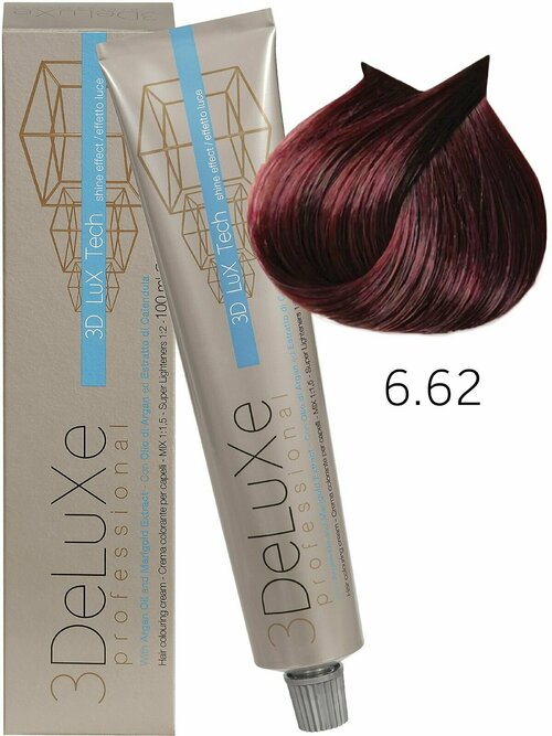 3Deluxe крем-краска для волос 3D Lux Tech, 6.62 темный блондин фиолетово-красный
