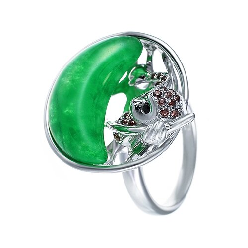 фото Element47 кольцо из серебра 925 пробы с жадеитом и кубическим цирконием kr1231_gjd_001_wg, размер 17