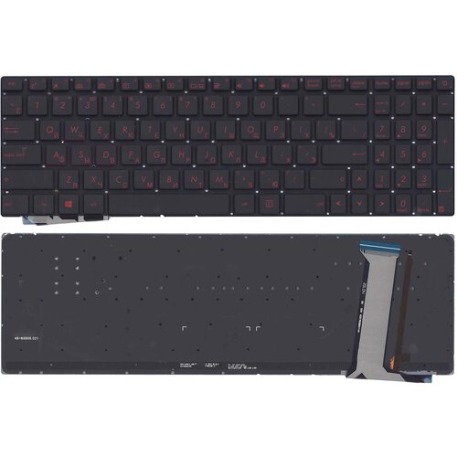 Клавиатура для Asus N551J G551 Красные буквы p/n: 0KNB0-662BUI00, 9Z. N8BBC. P1D клавиатура для ноутбука asus n551 n751 g551 gl552 gl752 g771 черная без рамки с подсветкой