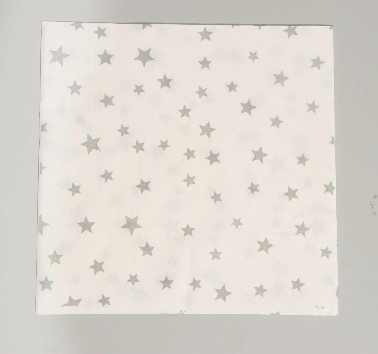 Салфетки бумажные "Звёздочки", 33х33 см, набор 20 шт, цвет серебряный - фотография № 2