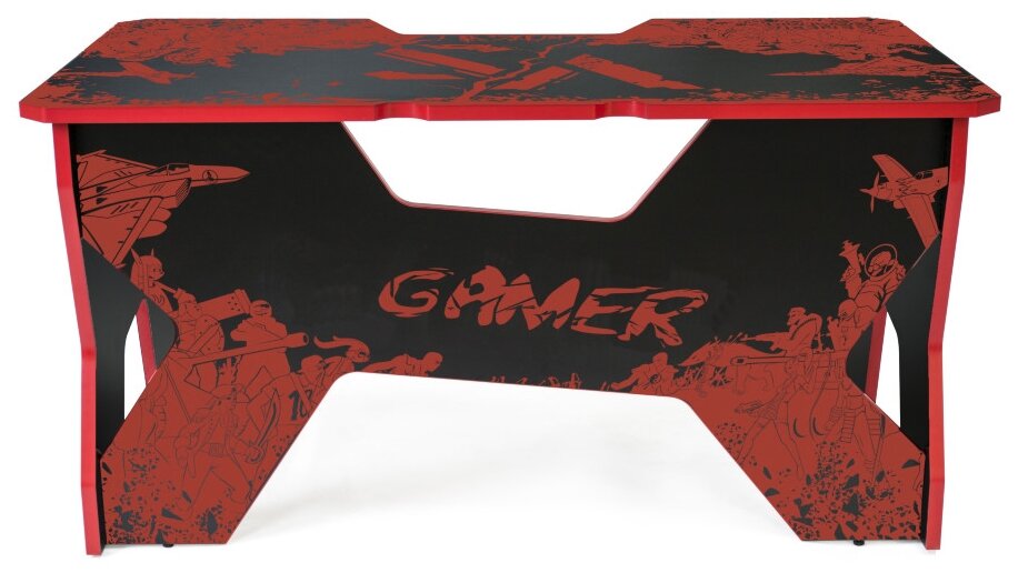 Компьютерный стол Generic Comfort GAMER2/VS/NR, черный с красным рисунком - фотография № 4