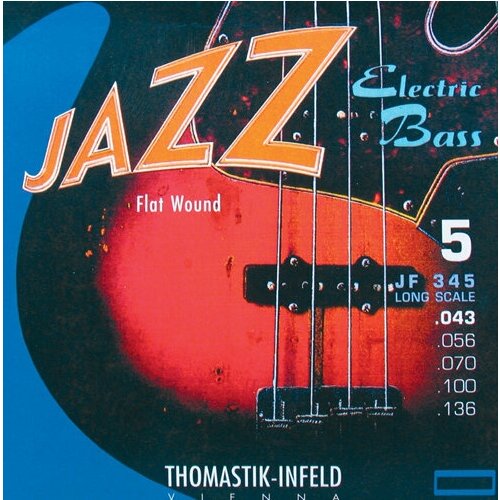 JF345 Jazz Flat Wound Комплект струн для 5-струнной бас-гитары, никель, пл. оплетка,43-136, Thomastik