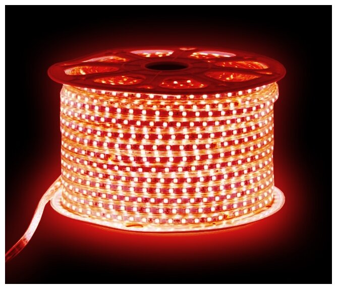 Светодиодная лента SMD 5050, 60 LED, 220 В, 14,4 Вт, IP67, красный - фотография № 2
