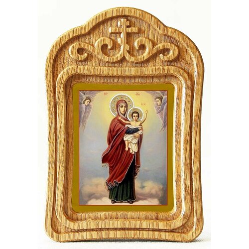 Икона Божией Матери Благодатное небо, в резной деревянной рамке икона божией матери благодатное небо в резной деревянной рамке