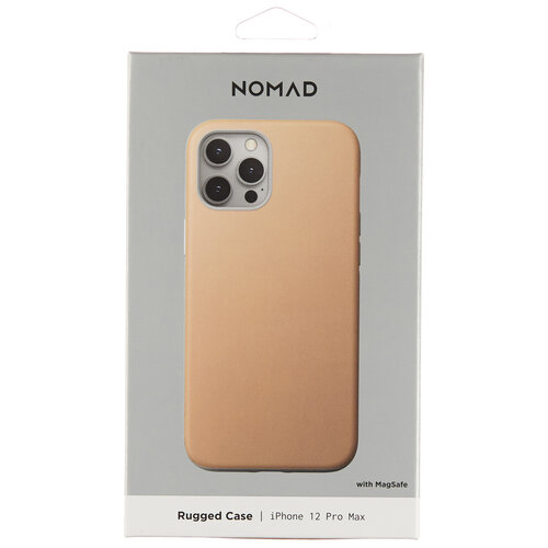 Чехол из натуральной кожи с поддержкой MagSafe Nomad Rugged Case для iPhone 12 Pro Max (Телесный) ferrari genuine leather hard case with debossed stripes iphone 13 pro red