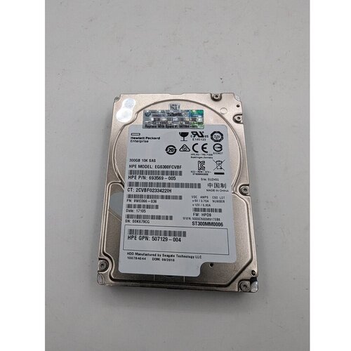 Жесткий диск EG0300FCVBF, 693569-005, ST300MM0006, HP, Seagate, 300 Гб, SAS, 2.5