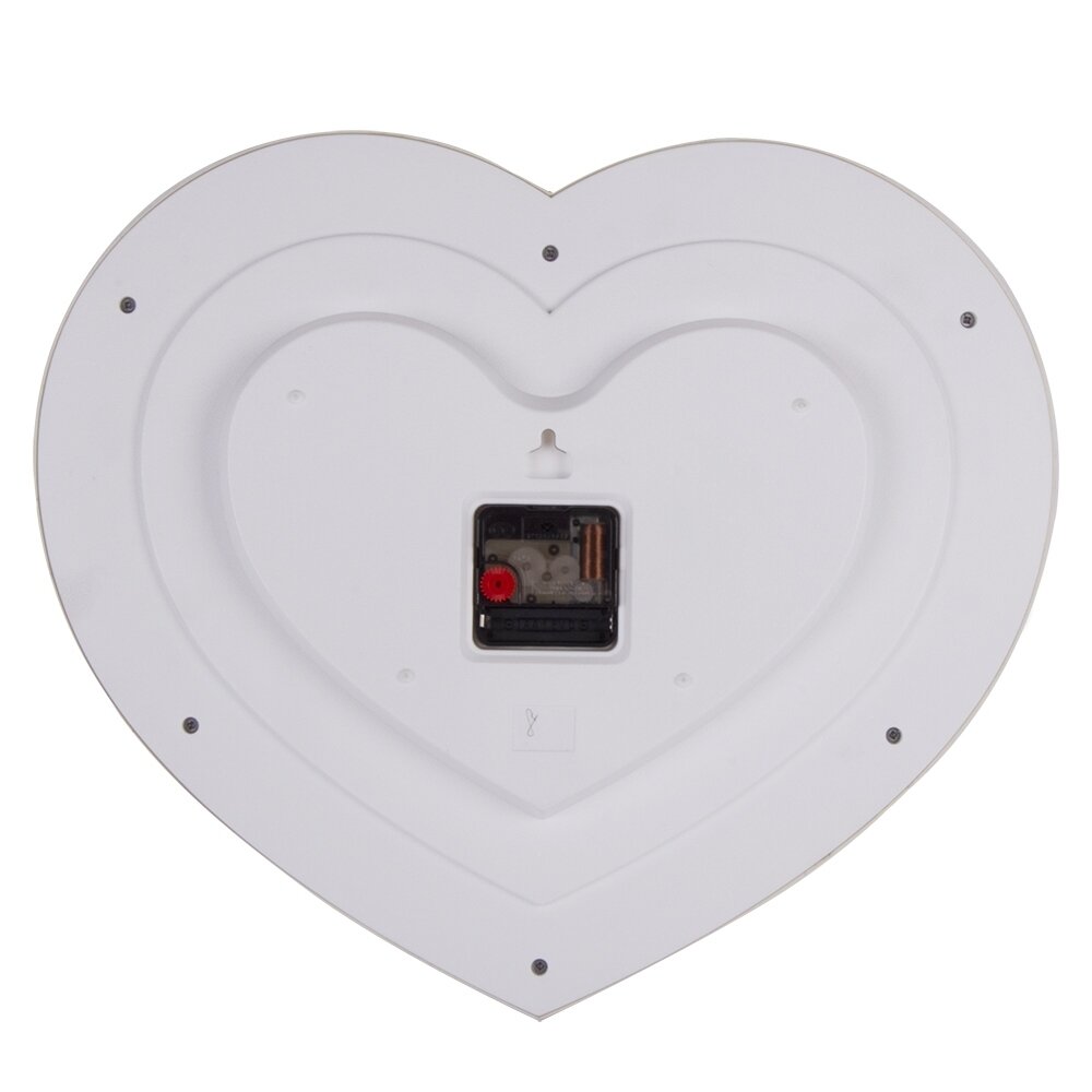 Часы настенные Рубин в форме сердца 41х35 см, корпус белый с серебром "Нежность" (4134-003)