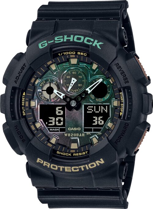 Наручные часы CASIO G-Shock GA-100RC-1A, мультиколор, зеленый