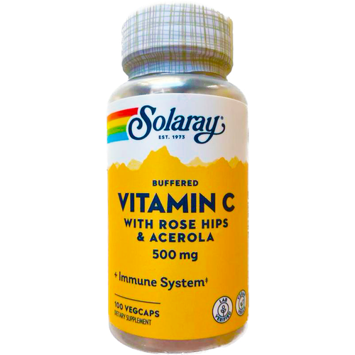 Solaray Vitamin C 500 mg Buffered with Rose Hips & Acerola (C 500 мг c шип-ом и ацеролой) 100 капc (Solaray)