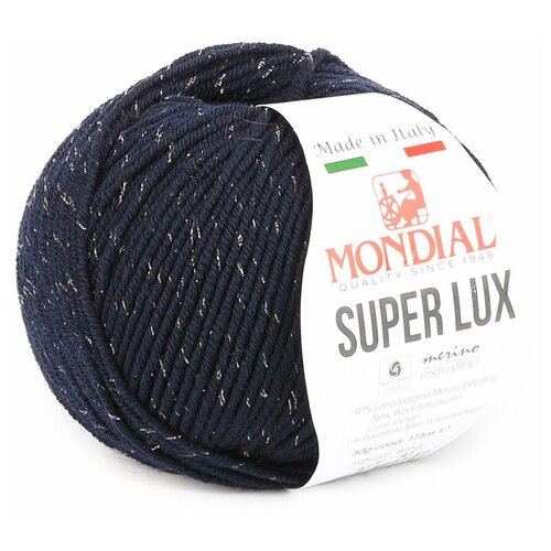 Пряжа Super Lux Mondiall - 1 моток (115 м, 50 гр), цвет 417 темно-синий