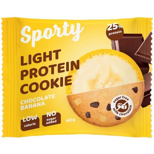 Протеиновое печенье Sporty Protein Light без сахара (12 шт х 40 г) Шоколад-банан