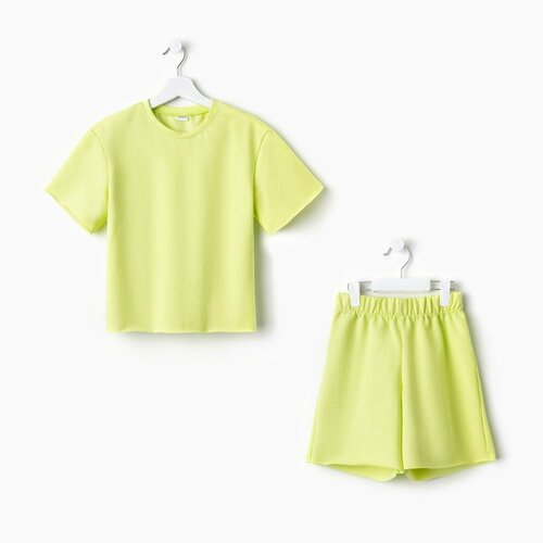Комплект одежды Minaku, футболка и шорты, спортивный стиль, размер 98 см, желтый, зеленый