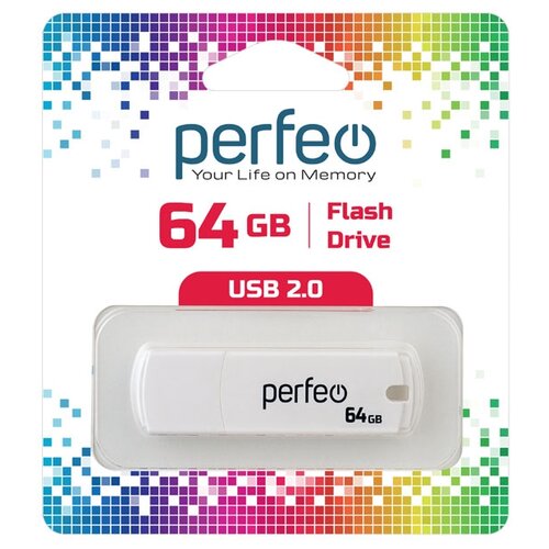 Флешка Perfeo C05 64 ГБ, белый флешка perfeo c01g2 64 гб red