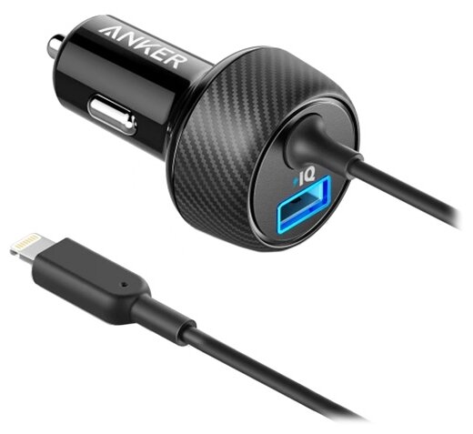 Автомобильное зарядное устройство Anker PowerDrive Elite 2 + Lightning Connector (A2214H11) чёрное