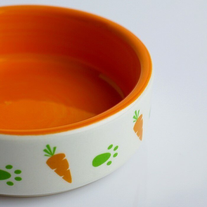 Пижон Миска керамическая с морковками 100 мл 8,8 х 8,8 х 3 см, оранжево-белая