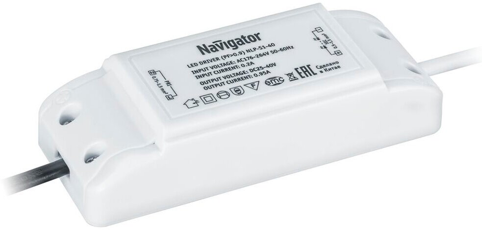 Блок питания для светодиодного светильника NLP-S1 Navigator 40 Вт IP40 176-264/30 В (61547)