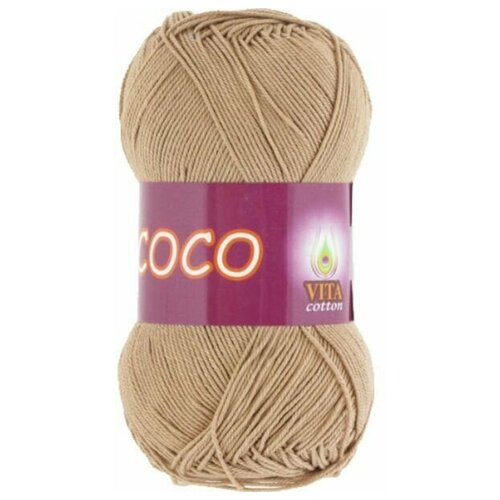 Пряжа хлопковая Vita Cotton Coco (Вита Коко) - 1 моток, 4312 теплый бежевый, 100% мерсеризованный хлопок 240м/50г