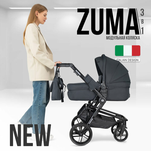 Коляска 3 в 1 для новорожденных Farfello Zuma Trio Comfort, Новый черный